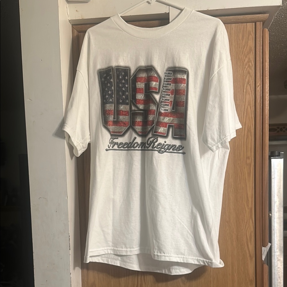 White USA Flag Graphic Short Sleeve Tee ink